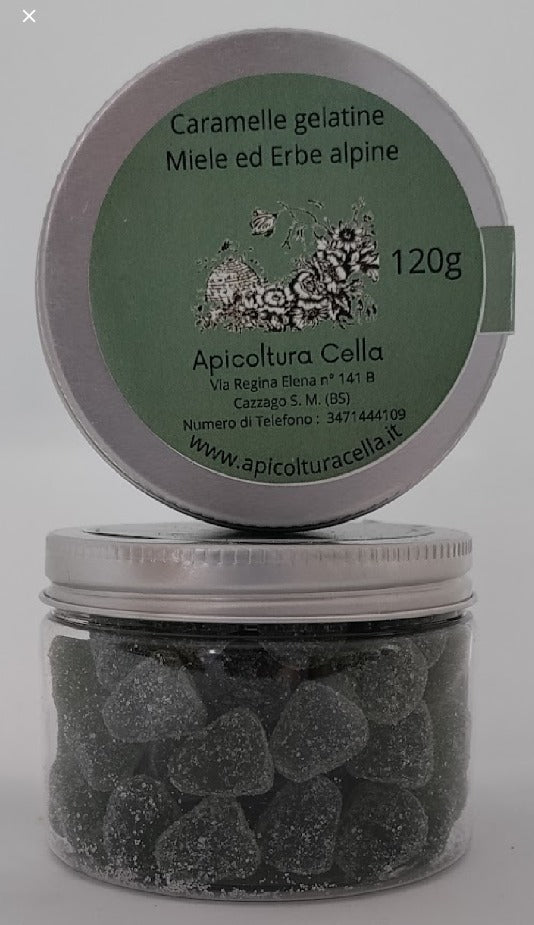 Caramelle al miele e erbe alpine in gelatina