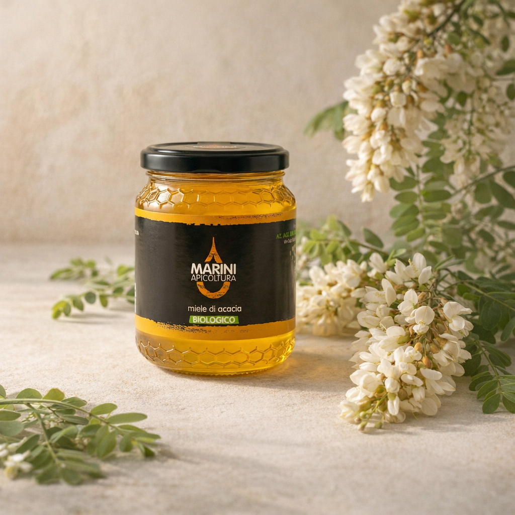 Miele bio di Acacia - Variante A botanica quadrata